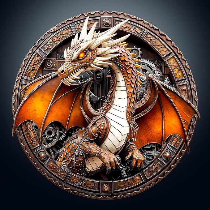Jigfoxy Wooden Puzzle for Adults, Mechanical Dragon Jigsaw Puzzles for Adult, Unique Animal Shape Wood Cut Puzzles, Christmas Thanksgiving Gifts for Friends Family (L-13.4 * 13.4in-300pcs)