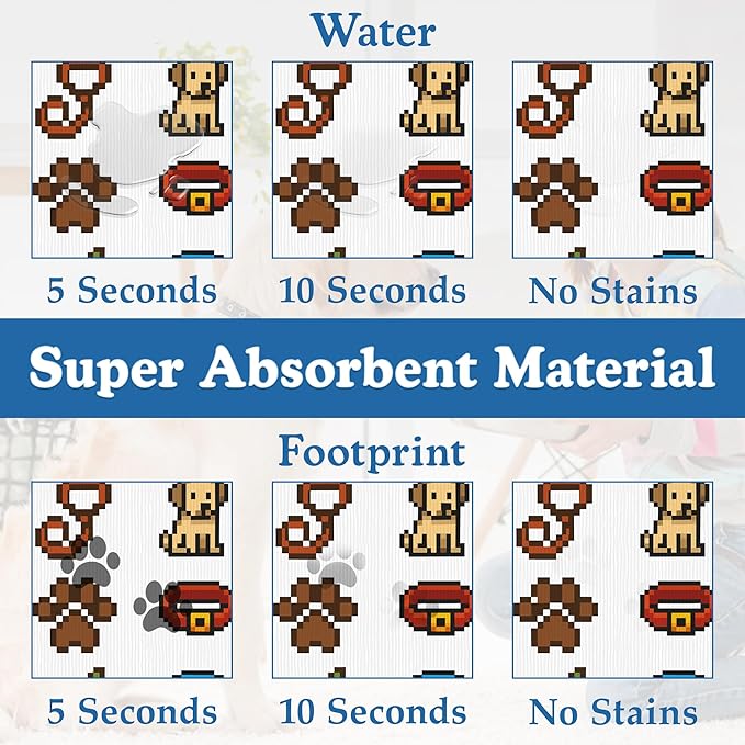 Dog Fun Pet Feeding Mat–Quick Dry Absorbent Dog Cat Food Mat, Non Slip Waterproof Bowl Placemat for Messy Eaters, Pet Accessories for Floors 12"x20"