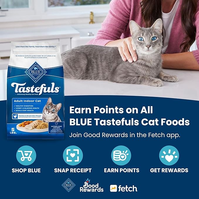 Blue Buffalo Tastefuls Active Cat Dry Cat Food, Made in the USA with Natural Ingredients, Chicken & Brown Rice Recipe, 3-lb. Bag