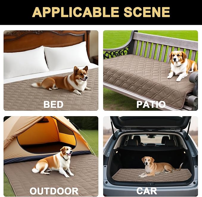 PrinceDeco 100% Waterproof Blanket Dog Bed Cover with Non-Slip Back Pet Blanket for Furniture Bed Couch Sofa (32x62 Inch, Taupe)