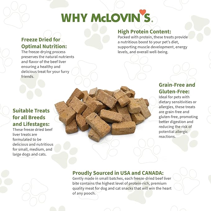McLovin's Pet Freeze Dried Raw Beef Liver Dog Treats and Toppers, 14 oz. - Single Ingredient, Grain-Free, Gluten-Free, High-Protein Treat – Healthy Dog Training Treats
