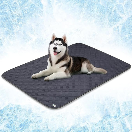 PetAmi Waterproof Cooling Mat for Dog, Premium Pet Cooling Blanket for Bed Crate, Anti Slip Indoor Dog Cool Pad for Sleeping, Q-MAX Large Sofa Couch Cover Mat for Cat, Grey, 60x80