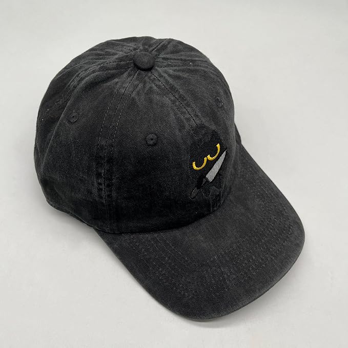 Black Cat Hat,Ragdoll Cat Embroidered Adjustable Cotton Baseball Cap for Men Women,Gifts for Cat Lovers