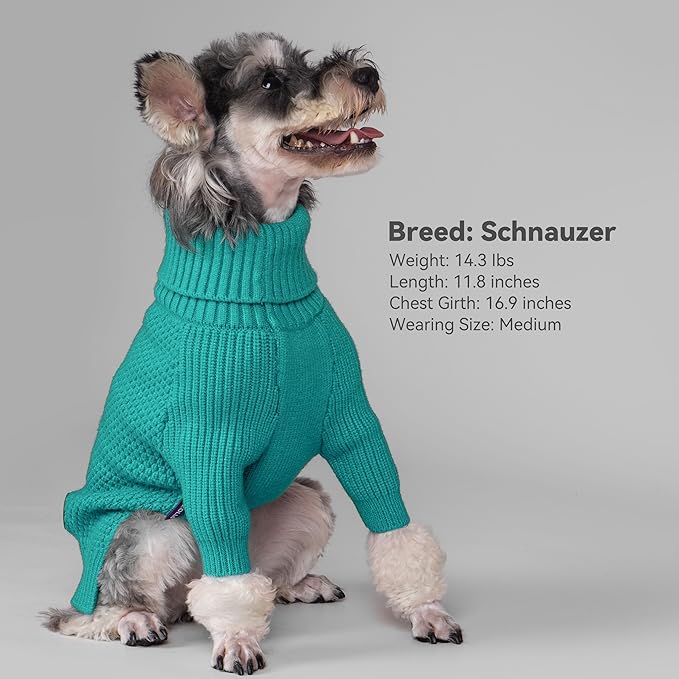 cyeollo 4XL Dog Sweater, Stretchy & Cozy Warm Dog Sweaters for Large Dogs Boy, Pullover Knit Fall Winter Sweatshirt Big Dogs Clothes, Doberman Great Dane Apparel, Aqua Green XXXXL