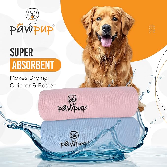 Dog Towels for Drying Dogs Super Absorbent Microfiber Pet Grooming Towel for Dogs, Cats and Other Pets (40 x 24 Inches, Pink and Blue)