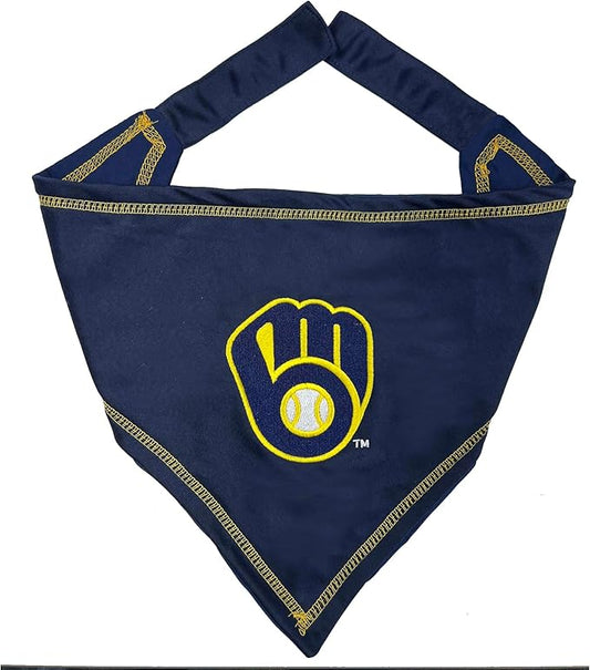 Pets First Milwaukee Brewers TIE Bandana, Small/Medium. Dog Bandana Scarf Bib for Pet Cat Dog. The Ultimate Game-Day, Party Bandana, Birthday Event