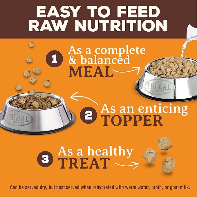 Primal Freeze Dried Dog Food, Pronto Mini Nuggets, Beef; Scoop & Serve, Complete & Balanced Meal; Also Use as Topper or Treat; Premium, Healthy, Grain Free High Protein Raw Dog Food (25 oz)