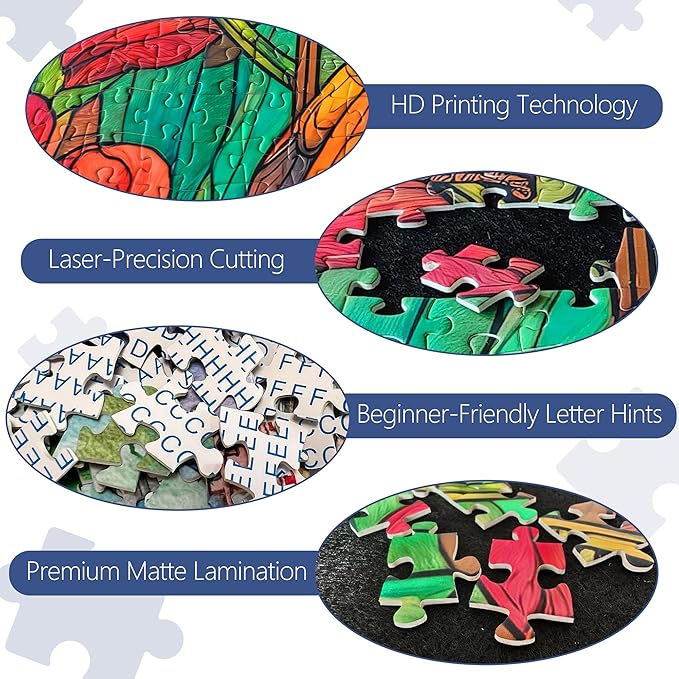 Stained Glass Flora & Fauna Jigsaw Puzzles 1000 Pieces for Adults -Challenging Glass Mosaic Art, Premium Matte Finish, 27.56 x 19.68 Inches, Perfect for Game Nights