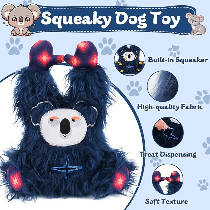 Interactive Monster Dog Chew Toys to Keep Them Busy – Enrichment Squeaky Treat Dispensing Chew Dog Toys for Boredom and Stimulating, Tough Plush Dog Toy for Large Medium Dogs (C-Blue)