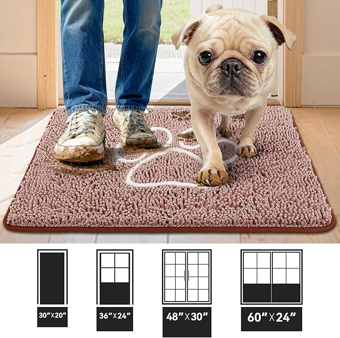 Super Absorbent Dog Door Mat, 30"*20“ Anti Slip Mat for Muddy Paws, Pet Rugs for Dirty Paws Washable That Absorbs Moisture and Dirt, for Dog Cage and Pet Resting Carpet