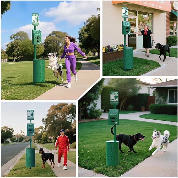 Dog Waste Station - Durable Dog Poop Trash Can Outside with 10-Gallon Capacity, Poop Bag Dispenser, and Convenient Lid, Pet Waste Station for Easy Clean-Up in Parks, Yards, and Public Spaces