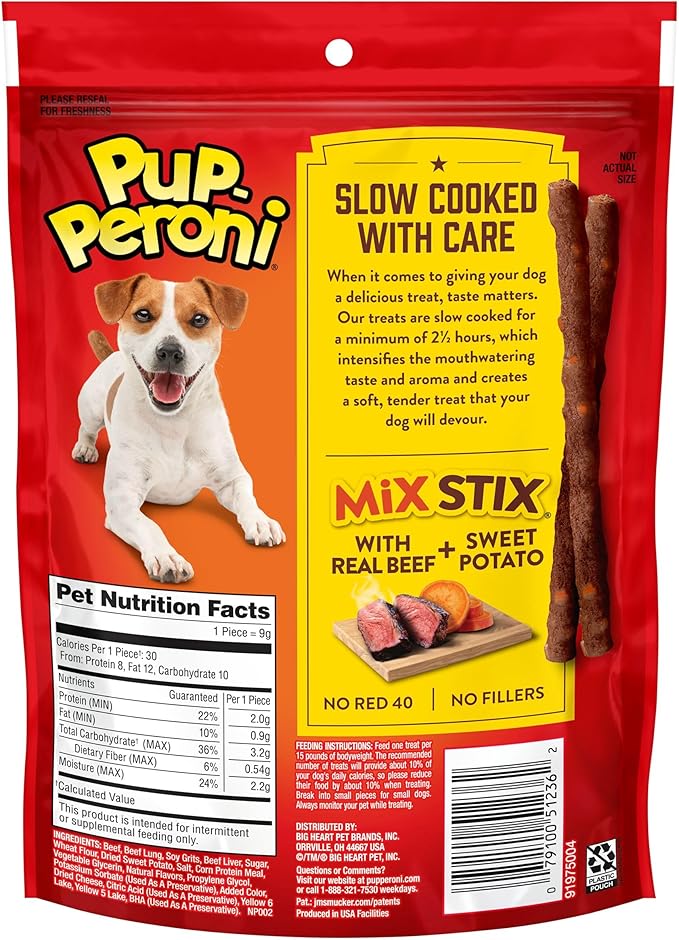 Pup-Peroni Dog Treats, Real Beef + Sweet Potato Mix Stix, 5.6 Ounce (Pack of 8)