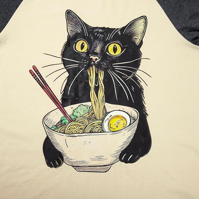 JINTING Cat Shirts for Women - Loose Fit Lightweight Long Sleeve Graphic Tee Fall Printed Crewneck Blouse Casual Tops