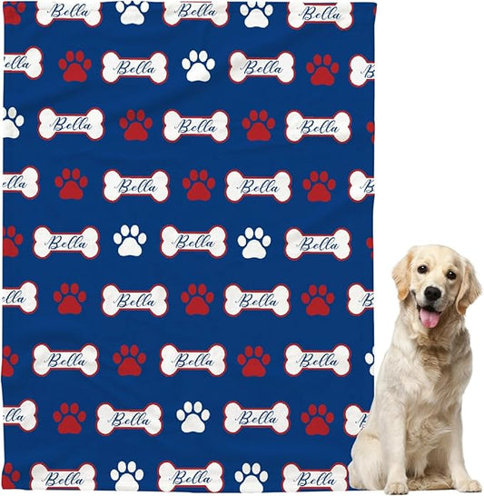 Personalized Pet Blanket,Custom Pet Blanket with Name Photo,Puppy Blanket Gift for Dogs Cats Lovers Mom Dad,Soft Cozy Fleece Throw for Bed Sofa Travel Large 80"x60" for Adults