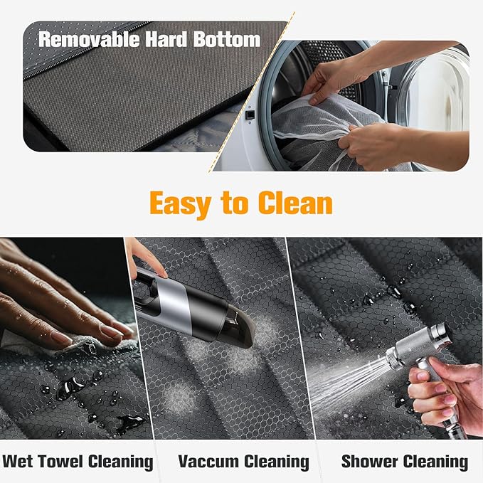 PETICON Dog Car Seat for Large Medium Dogs, One-Piece Hard Bottom Back Seat Extender for Dogs with 2 Mesh Windows, Waterproof Pet Carseat with Storage Pocket for Cars, SUVs and Trucks