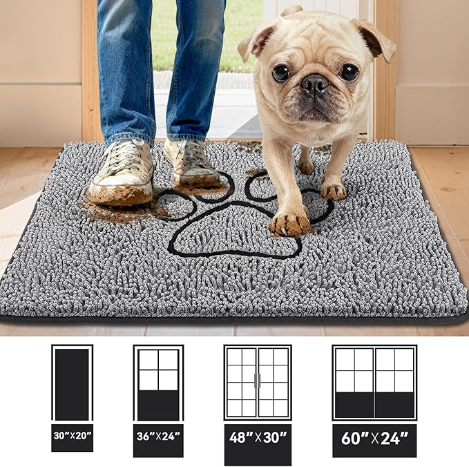 Super Absorbent Dog Door Mat, 36"*24“ Anti Slip Mat for Muddy Paws, Pet Rugs for Dirty Paws Washable That Absorbs Moisture and Dirt, for Dog Cage and Pet Resting Carpet