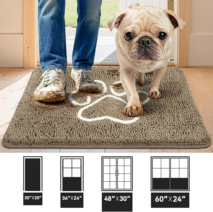 Super Absorbent Dog Door Mat, 30"*20“ Anti Slip Mat for Muddy Paws, Pet Rugs for Dirty Paws Washable That Absorbs Moisture and Dirt, for Dog Cage and Pet Resting Carpet