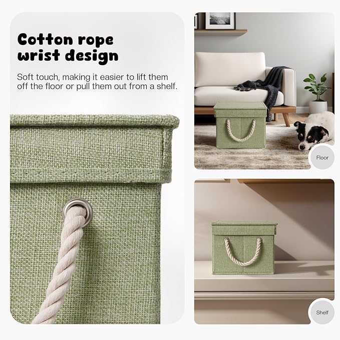 Dog Toy Basket with Lid, Collapsible Storage Bin for Dog Toys, Green