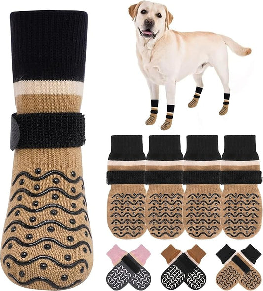 BEAUTYZOO Dog Socks to Prevent Licking Paws -Dog Boots & Paw Protectors with Grippers on Hardwood Floors, Dog Shoes for Hot/Cold Pavement Small Medium Large Senior Dogs Booties