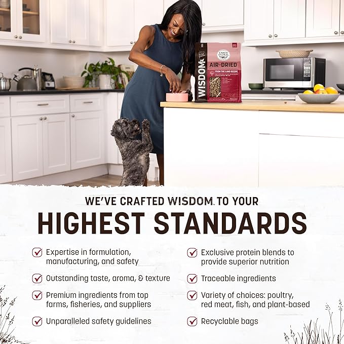 Earth Animal Wisdom Air Dried Dog Food - from The Land Recipe Premium Natural Dry Dog Food for All Breeds & Ages - 8 Lbs Bag
