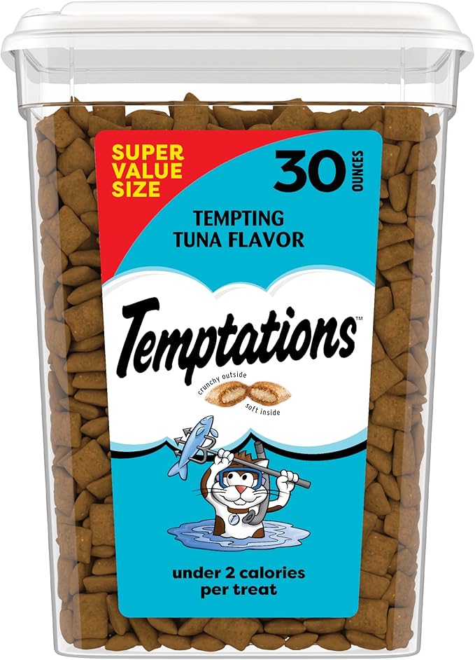 Temptations Classic Crunchy and Soft Cat Treats Tempting Tuna Flavor, 30 oz. Tub