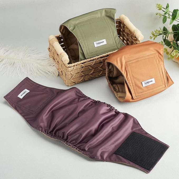 Washable Dog Diapers Male Large, Premium Belly Bands for Dogs Reusable, Pack of 3, High Absorbing Large Puppy Diapers n Incontinence or Excitable Urination and Training(L)