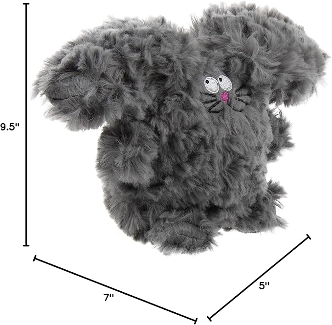 goDog PlayClean Rabbit Squeaky Plush Dog Toy with Odor-Eliminating Essential Oils, Chew Guard Technology - Gray, Large