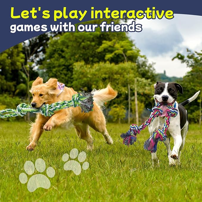 Rocfish [4 Pack] Dog Rope Toys for Aggressive Chewers, Nearly Indestructible Tug of War Toys for Large & Medium Dogs, 100% Cotton, Teeth Cleaning Chew Rope, Heavy Duty Tug of War Dog Toy for Boredom