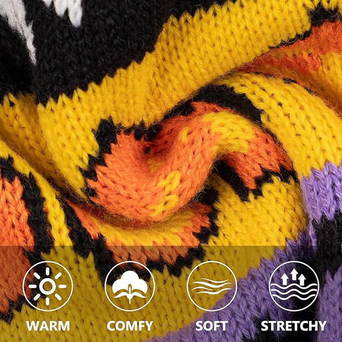 KYEESE Halloween Dog Sweater for Medium Sized Dogs Cute Pumpkin and Ghost Pattern Knitwear with Leash Hole Extra Warm and Soft Turtleneck Dog Apparel Cozy Holiday Pet Sweater, XX-Large
