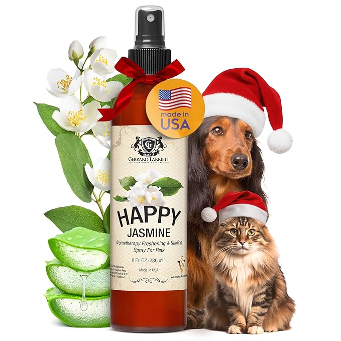 Dog Perfume Spray Long Lasting Happy Jasmine 8 Fl Oz - Dog Calming Spray Scent Mist for Shining Fur, Puppy Cologne, Doggie Deodorant Fragrance Mist Pet Perfume for All Breeds by Gerrard Larriett