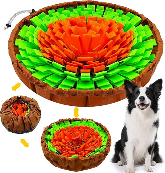 PETCARE Snuffle Mat for Dogs Adjustable Slow Feeder Bowl Interactive Enrichment Puzzle Toys for Small Medium Large Breed Dogs Cats Puppy Sniff Foraging Mats Mental Stimulation Treat Game, 19*19 inch