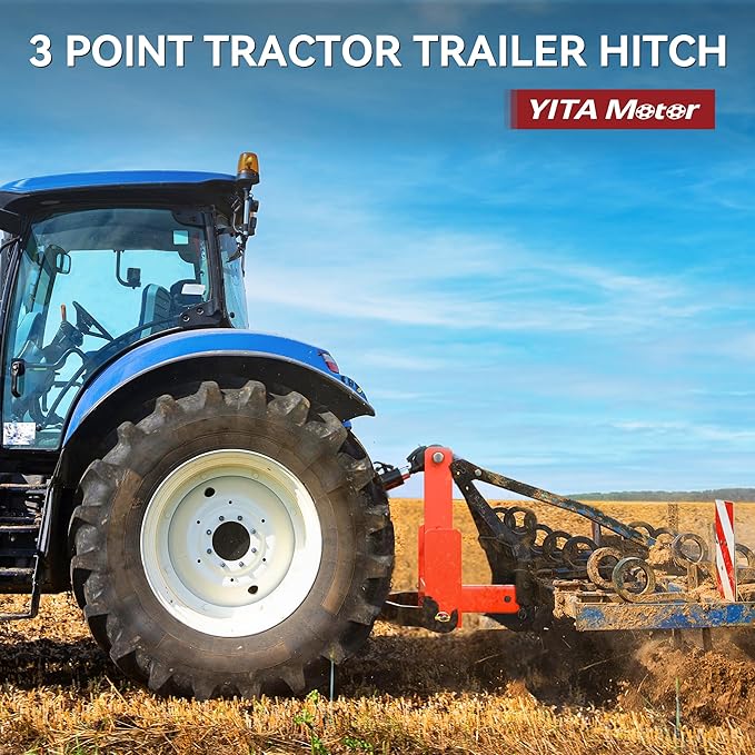 YITAMOTOR 3 Point Quick Hitch with 2" Receiver for Category 1, 3 Pt Tractor Trailer Hitch Drawbar Adapter Attachments with Suitcase Weight Brackets