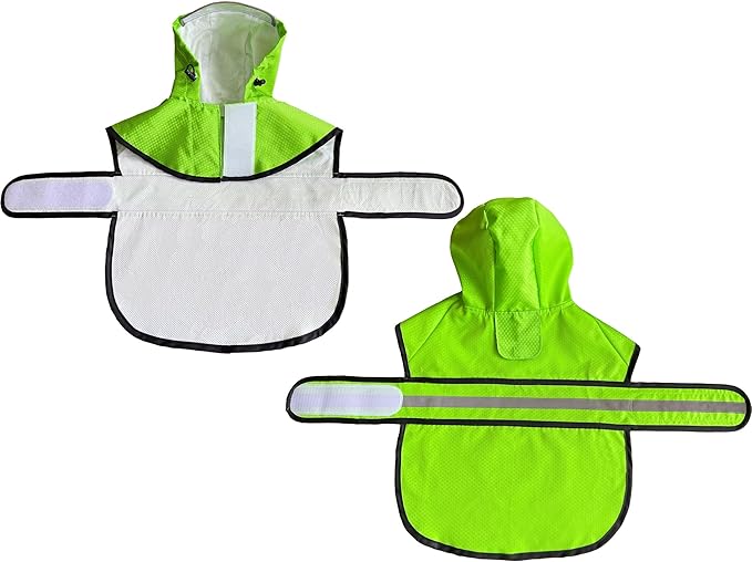 Dog Raincoat Waterproof Reflective Slicker - Lightweight Breathable Hooded Poncho Rain Coat Jacket with Adjustable Belly Strap and Leash Hole for Small Medium Large Dogs (Large, Green)