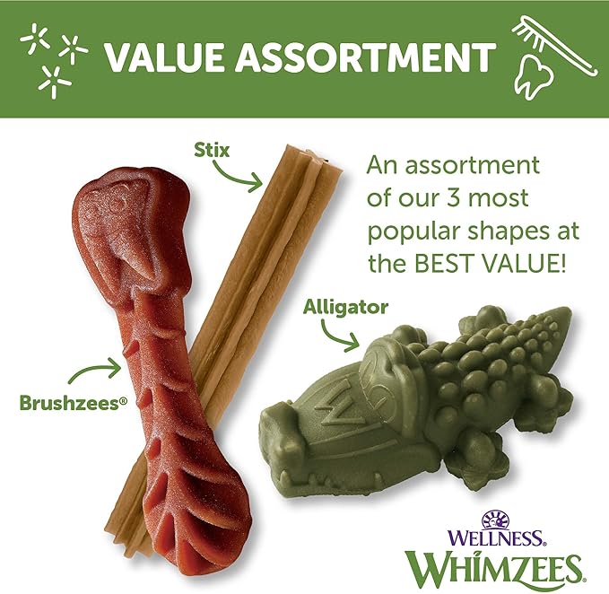 WHIMZEES Wellness Value Box Dog Dental Treats, Natural Chews, Small Size, (89 Count)