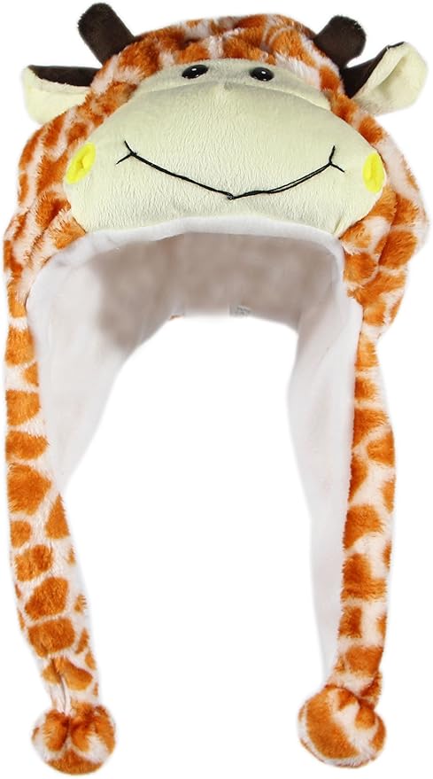 Plush Fun Animal Hats One Size Cap Polyester With Fleece Lining