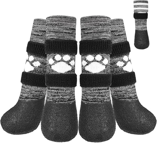KOOLTAIL Anti Slip Dog Socks to Prevent Licking Paws for Hot/Clod Pavement,Waterproof Long Snow Dog Boots&Paw Protectors with Straps Traction Control for Hardwood Floor for Small Medium Large DogsL