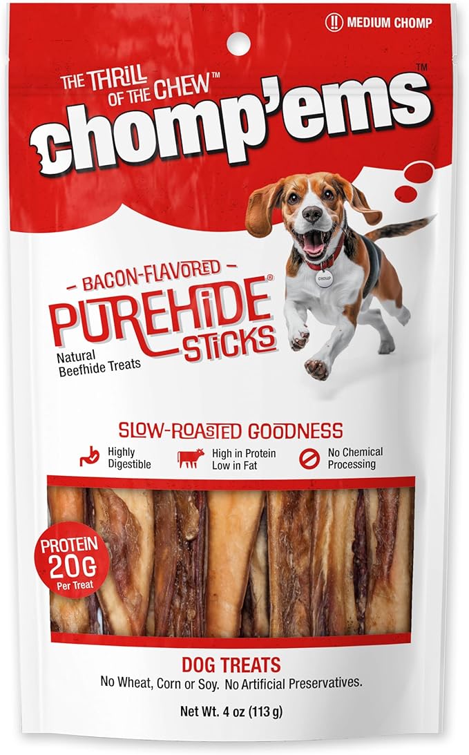 CHOMP 'EMS Purehide Sticks Healthy Natural Rawhide Dog Chew, 4 oz