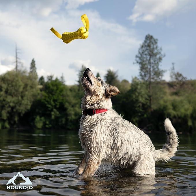 Playology Hound2O Dog Toys | Floating Tug Stick for Tug of War | Yellow Outdoor Toy - Easy to Clean and Made from Non Toxic Materials
