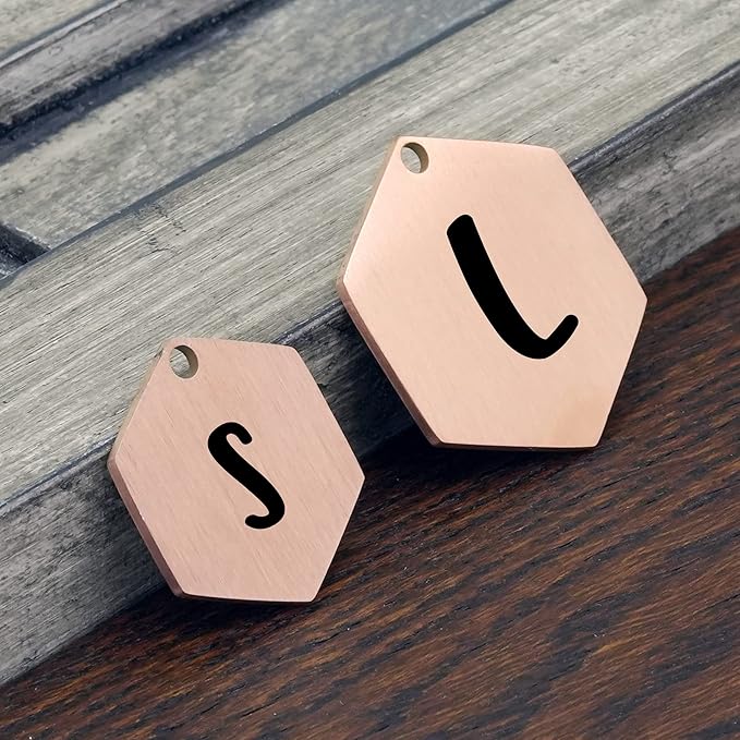 Ultra Joys Custom Personalized Dog ID Tag - Stainless Steel Hexagon Rose Gold Large
