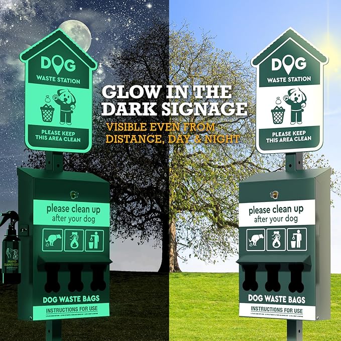 ALAGPRO® NEW 2025 Pet Waste Station Outdoor Dog Waste Station with Hand Sanitizer Bottle, Commercial Dog Poop Station with Free 600 Roll Waste Bags & 50 Can Liners for Backyard, Park & HOA's