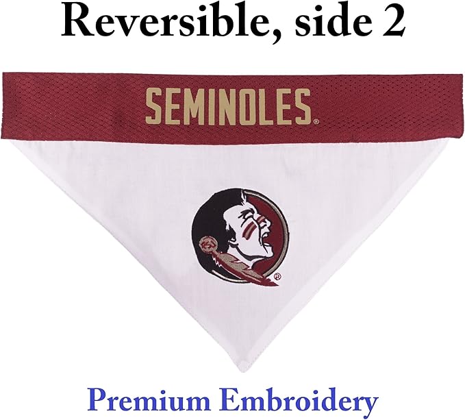 Pets First Collegiate Pet Accessories, Reversible Bandana, Florida State Seminoles, Small/Medium (Pack of 2)