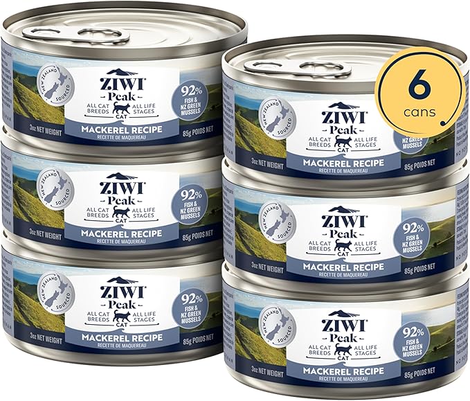 ZIWI Peak Wet Cat Food – All Natural, High Protein, Grain Free, Limited Ingredient, with Superfoods (Mackerel, Case of 6, 3oz Cans)
