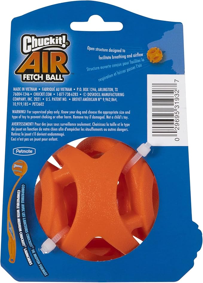 Chuckit! Air Fetch Ball Dog Toy, Medium (2.5 Inch Diameter), for dogs 20-60 lbs