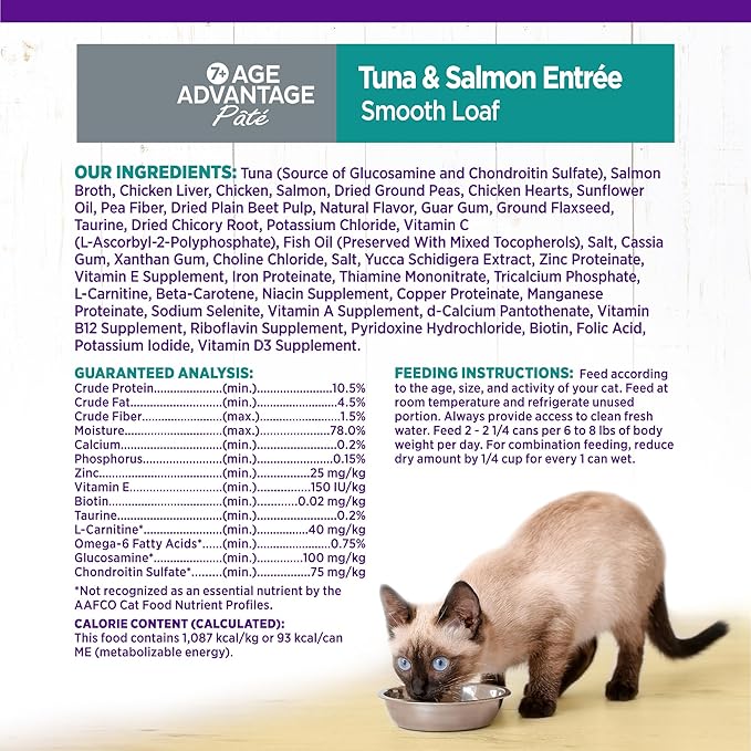 Wellness Complete Health Pate Senior Wet Cat Food, Natural, Protein-Rich, Grain Free, 3 Ounce, 24 Pack, (Tuna & Salmon Age Advantage)