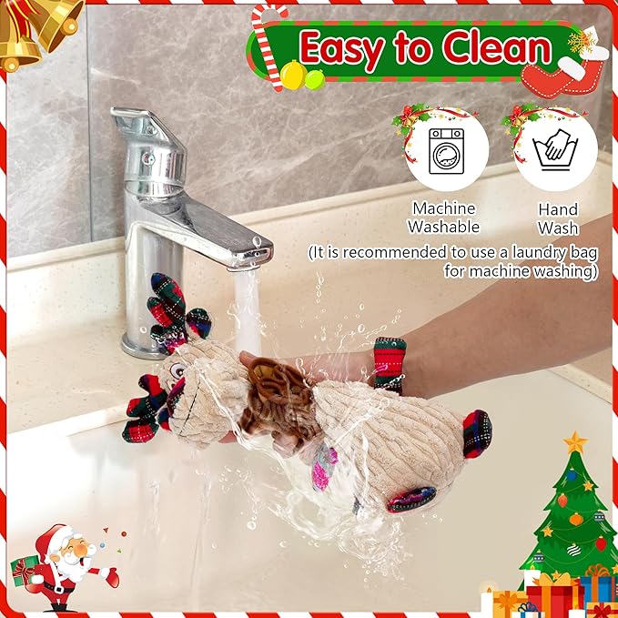 Christmas Dog Toys, Plush Squeaky Toy With Crinkle Paper, Cute Puppy Toys With Cotton, Durable Interactive Chew Toys for Small Medium Large Breed