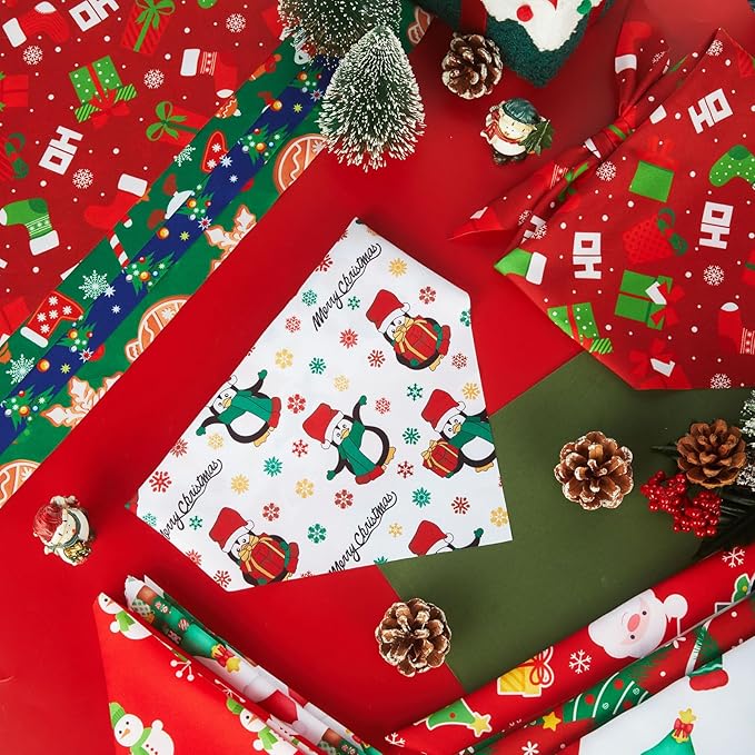 Abbylike 50 Pieces Christmas Dog Bandanas Bulk Xmas Bandanas for Dogs Triangle Kerchief Bibs Scarf Set for Christmas Pet Costume Accessories Decoration (19.7 x 13.8 x 13.8'')