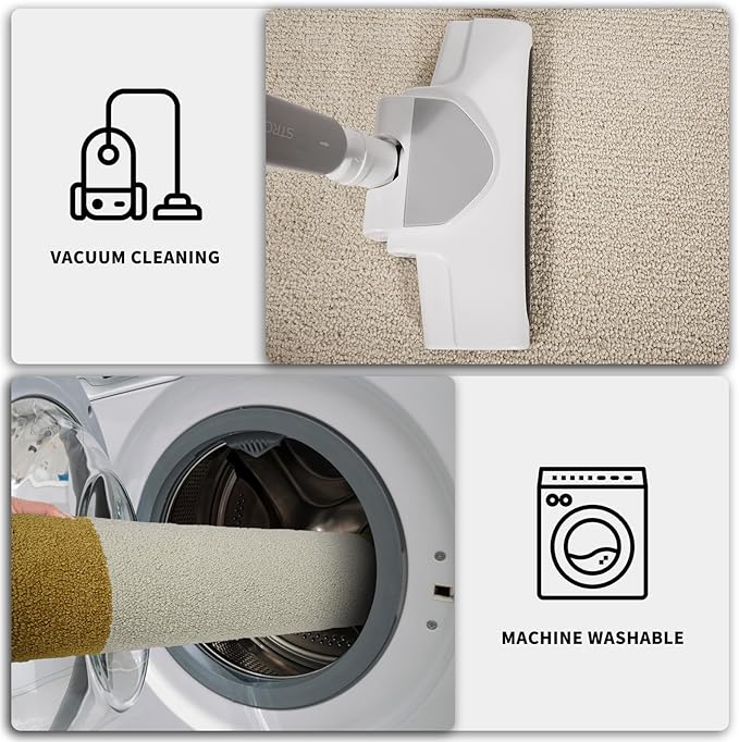 PURRUGS Dirt Trapping Door Mat 24" x 60", Non-Slip/Skid Machine Washable Entryway Rug, Shoes Scraper, Throw Rug, Super Absorbent Area Rug for Muddy Wet Shoes and Paws, Light Cream & Gold