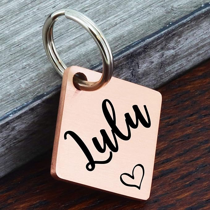 Ultra Joys Dog ID Tag, Custom Dog Tag Personalized Cat Tag, Pet ID Tag, Brushed Stainless Steel Diamond Dog Tag Rose Gold Medium