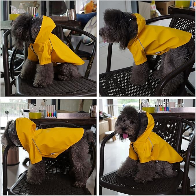 LoveLonglong Premium Waterproof Dog Raincoat with Reflective Safety Features Pet Raincoats for Large Medium Small Dogs Yellow S