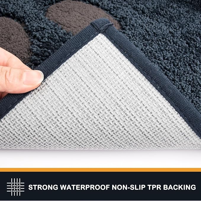 PURRUGS Dirt Trapping Door Mat 20" x 31.5", Non-Skid/Slip Machine Washable Microfiber Entryway Rug, Dog Doormat, Super Absorbent Welcome Mat for Muddy Wet Shoes and Paws, Navy Blue